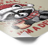 Grappige wasbeer Allereerst ben ik een genot Kerst Foto Afdruk (Hoek)