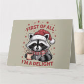 Grappige wasbeer Allereerst ben ik een genot Kerst Kaart (Voorkant)