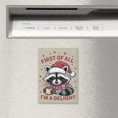 Grappige wasbeer Allereerst ben ik een genot Kerst Magneet (Insitu (Vaatwasser))