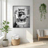 Grappige Wasbeer Badkamer Humorous Animal Wall Art Poster