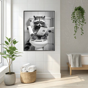 Grappige Wasbeer Badkamer Humorous Animal Wall Art Poster