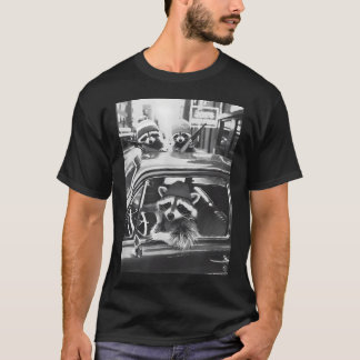 Grappige Wasbeer Bende Vintage Koele Katachtige T-shirt