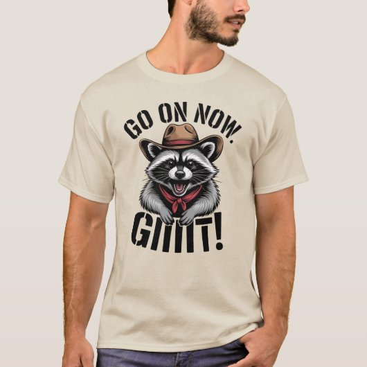 Grappige wasbeer cowboy gaan nu Git Country Wester T-shirt (Voorkant)
