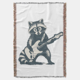 Grappige Wasbeer die Elektrische Gitaar Speelt Deken