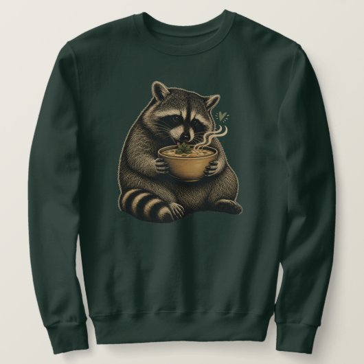Grappige wasbeer die hete soep drinkt trui (Design voorkant)