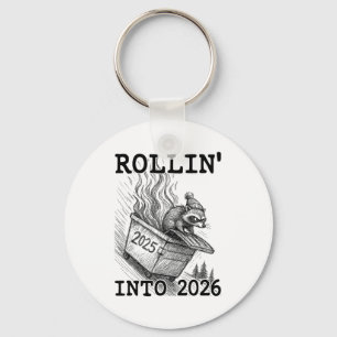 Grappige Wasbeer die in 2026 naar de vuilnisbak ro Sleutelhanger