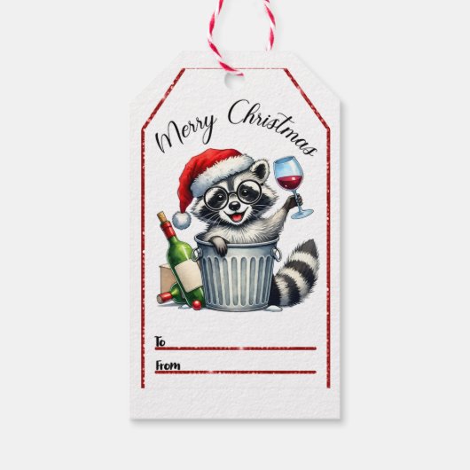 Grappige wasbeer die kerst viert met labels cadeaulabel (Achterkant)