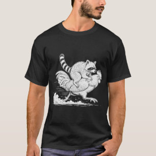 Grappige Wasbeer Die op een Haan Rijdt Vintage Boe T-shirt