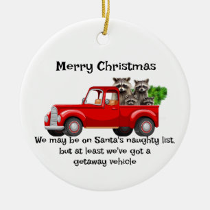 Grappige wasbeer dierenkerst keramisch ornament