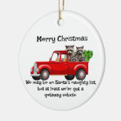 Grappige wasbeer dierenkerst keramisch ornament (Links)