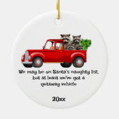 Grappige wasbeer dierenkerst keramisch ornament (Achterkant)