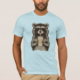 Grappige Wasbeer Drinkt IJskoude Koffie T-shirt