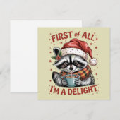 Grappige Wasbeer Eerst en vooral ben ik een feeste Feestdagenkaart (Voorkant / Achterkant)