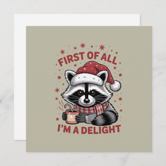 Grappige Wasbeer Eerst En Vooral Ben Ik Een Genot Feestdagenkaart (Voorkant / Achterkant)