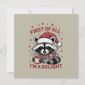 Grappige Wasbeer Eerst En Vooral Ben Ik Een Genot Feestdagenkaart (Voorkant)