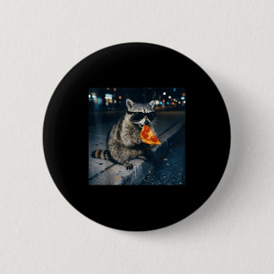 Grappige wasbeer eet pizza schattig dier selfie ronde button 5,7 cm