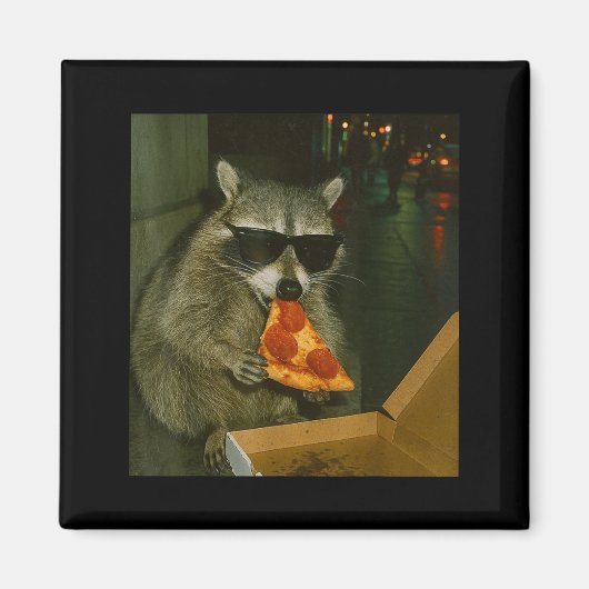 Grappige Wasbeer Eet Zza Dier Meme Magneet (Voorkant)