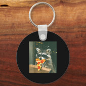 Grappige Wasbeer Eet Zza Dier Meme Mannen Vrouwen  Sleutelhanger (Voorkant)