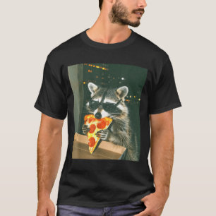 Grappige Wasbeer Eet Zza Dier Meme Mannen Vrouwen  T-shirt
