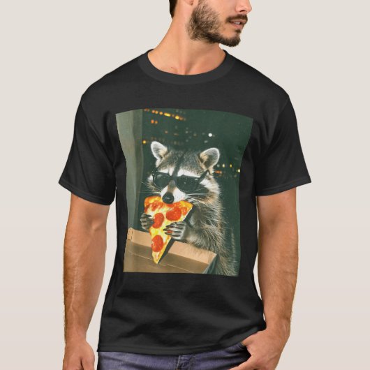 Grappige Wasbeer Eet Zza Dier Meme Mannen Vrouwen  T-shirt (Voorkant)