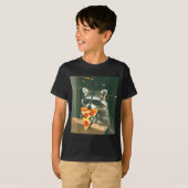 Grappige Wasbeer Eet Zza Dier Meme Mannen Vrouwen T-shirt (Voorkant volledig)