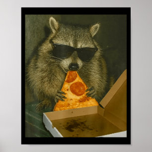 Grappige wasbeer eet Zza dier meme wasbeer Poster