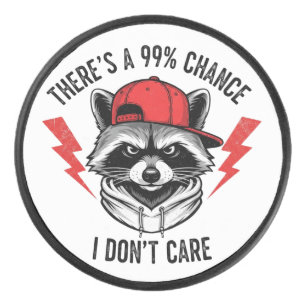 Grappige wasbeer Er is een kans van 99% dat ik dat Hockey Puck