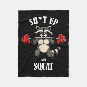 Grappige Wasbeer Fitness Squat Workout Gewichtheff Fleece Deken