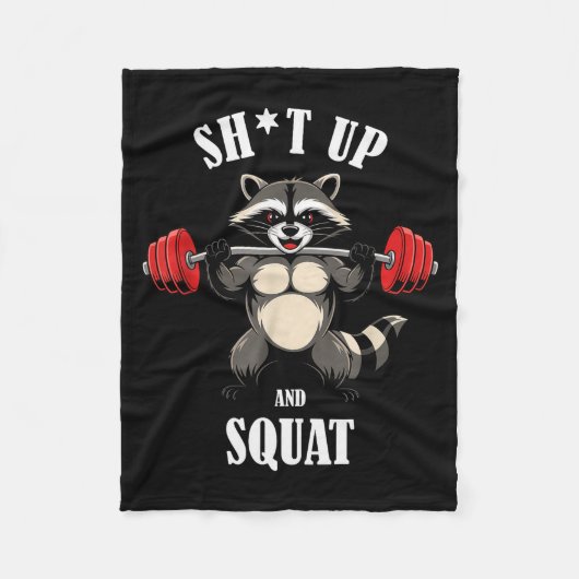 Grappige Wasbeer Fitness Squat Workout Gewichtheff Fleece Deken (Voorkant)