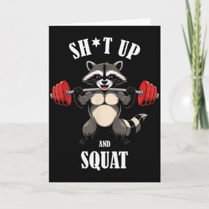 Grappige Wasbeer Fitness Squat Workout Gewichtheff Kaart