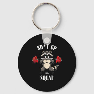Grappige Wasbeer Fitness Squat Workout Gewichtheff Sleutelhanger