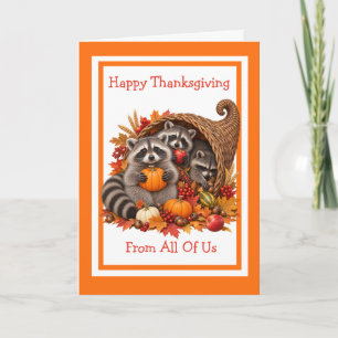 Grappige Wasbeer Gelukkig Thanksgiving Van Ons All Kaart