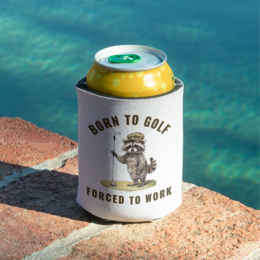 Grappige wasbeer golf, geboren om te golfen, gedwo blikjeskoeler (Insitu Zwembad)