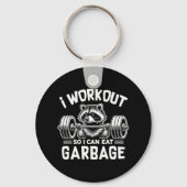 Grappige Wasbeer Gym Fitness Ik training zodat ik  Sleutelhanger (Voorkant)