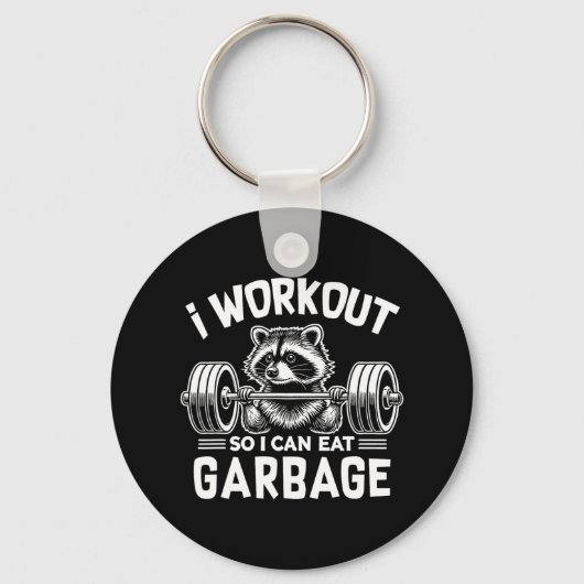 Grappige Wasbeer Gym Fitness Ik training zodat ik  Sleutelhanger (Voorkant)