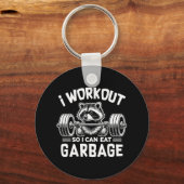 Grappige Wasbeer Gym Fitness Ik training zodat ik  Sleutelhanger (Voorkant)
