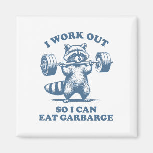 Grappige Wasbeer Gym Humor Ik Train Zodat Ik Afval Magneet