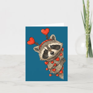 Grappige Wasbeer Hart Valentijnsdag Dier Wasbeer L Kaart