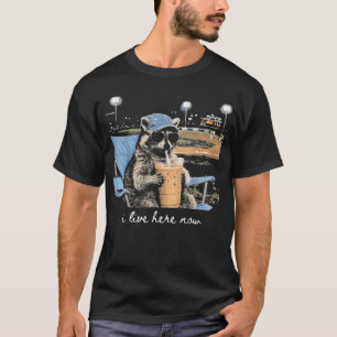 Grappige Wasbeer Honkbalveld Baseballveld Ik woon T-shirt