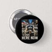 Grappige Wasbeer Iced Coffee Live Hier Stad Afval Ronde Button 5,7 Cm (Voorkant /achterkant)