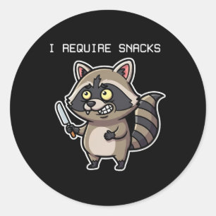 Grappige wasbeer Ik heb snacks Halloween Humor Ronde Sticker