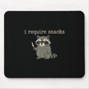 Grappige wasbeer, ik heb snacks T-shirt.png nodig Muismat