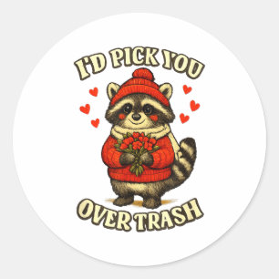 Grappige Wasbeer Ik Zou Je Over Afval Valentijnsda Ronde Sticker