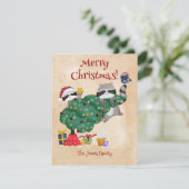 Grappige Wasbeer Kerst  Feestdagenkaart (Staand voorkant)