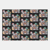 Grappige Wasbeer Kerst Opossum & Straatkatten Inpakpapier Vel (Voorkant)