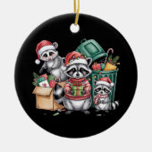 Grappige Wasbeer Kerst Opossum & Straatkatten Keramisch Ornament (Voorkant)