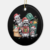 Grappige Wasbeer Kerst Opossum & Straatkatten Keramisch Ornament (Links)