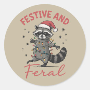 Grappige Wasbeer Kerst Verwilderde Meme Xmas Ronde Sticker