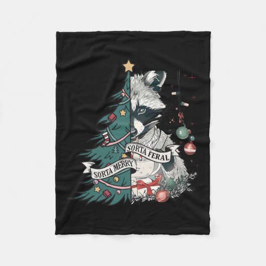 Grappige Wasbeer Kerstboom Sorta Merry Sorta Fer Fleece Deken (Voorkant)