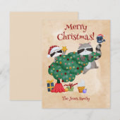 Grappige wasbeer Kerstmis Feestdagenkaart (Voorkant / Achterkant)